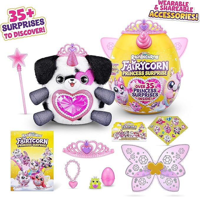 راينبوكورنز Rainbocorns Fairycorn Princess Series 6 Royalle the Dalmatian- Collectible Plush - Magical Fairy Princess Surprises, Cuddle Plush Stuffed Animal, Stickers (Dalmatian) - Pink Wing - Image 3